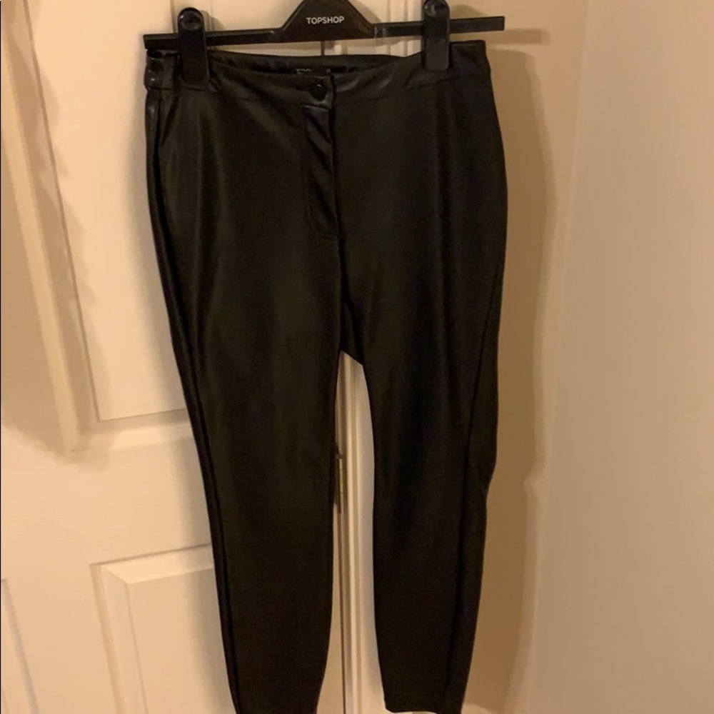 Topshop Black Artificial Leather / Pleather Pants